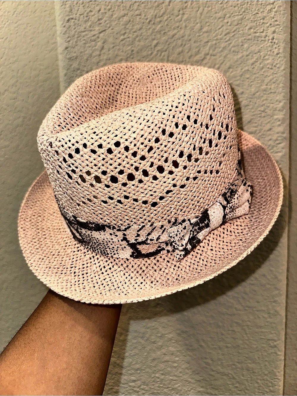H&M Woven Fedora Hat Pink Size M Like New